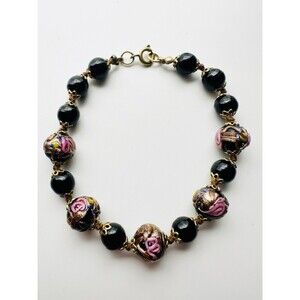 Vintage wedding cake Murano glass bead Bracelet 8.5”